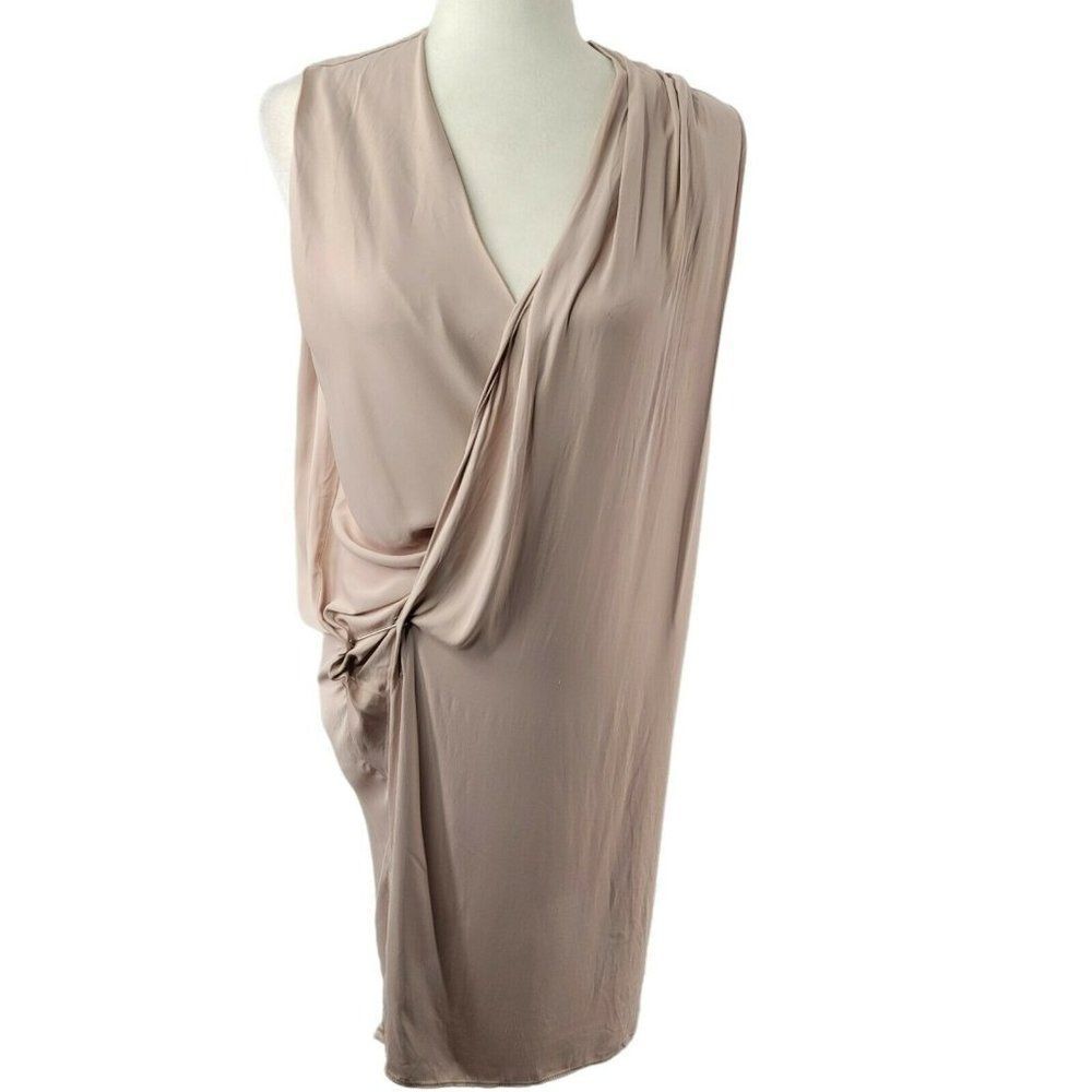 ALLSAINTS  Nude Dress Silk Pale Pink Silky Satin Wrap All Saints Quiet Luxury